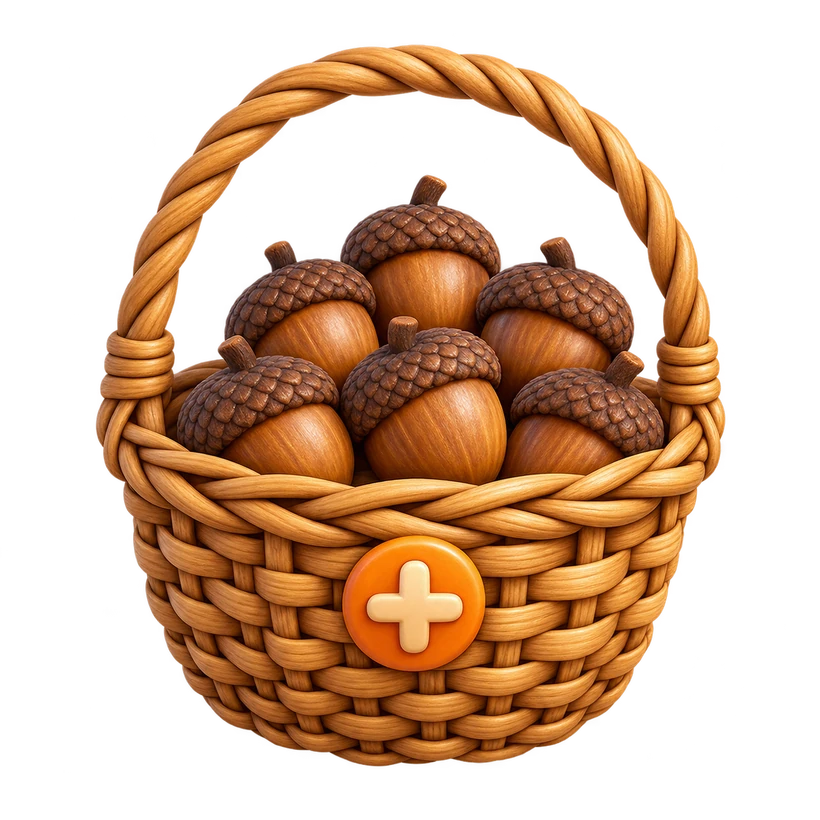 Basket being topped up with acorns