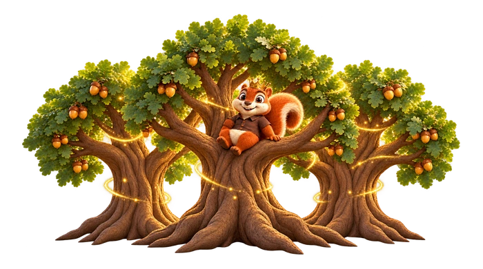 Ancient Forest plan: crowned squirrel among ancient trees